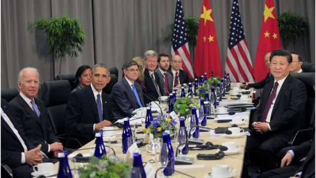 U.S. President Barack Obama holds bilateral talks with Chinese President Xi Jinping at the Nuclear Security Summit in Washington, D.C., March 31, 2016.