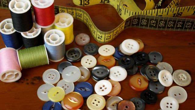 Needle thread and buttons