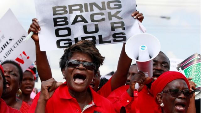 Manifestantes de Bring Back Our Girls, campaña en Nigeria.