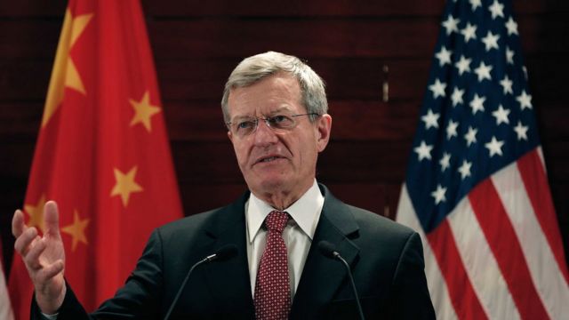 File picture of Max Baucus, former US ambassador to China, at the US embassy in March 2014 in Beijing, China