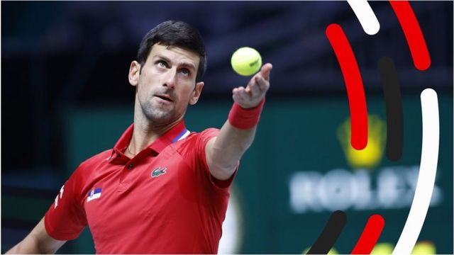 Novak Djokovic with a tennis ball