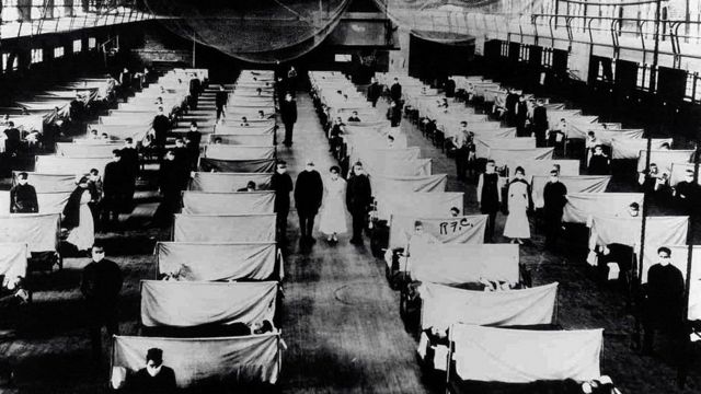Un hospital de campaña durante la pandemia de gripe española