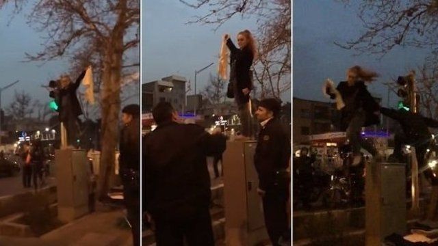 در این صحنه یک مامور پلیس مریم شریعتی را هل می‌دهد که باعث شد او زخمی شود