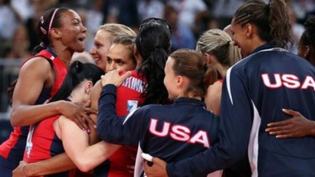 Time americano de vôlei durante a Olimpíada de Londres, em 2012