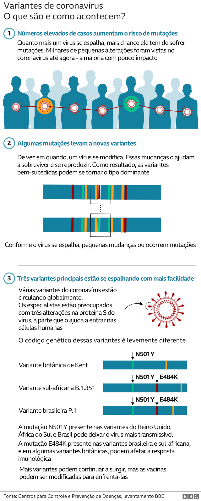 Gráfico sobre variantes do coronavírus