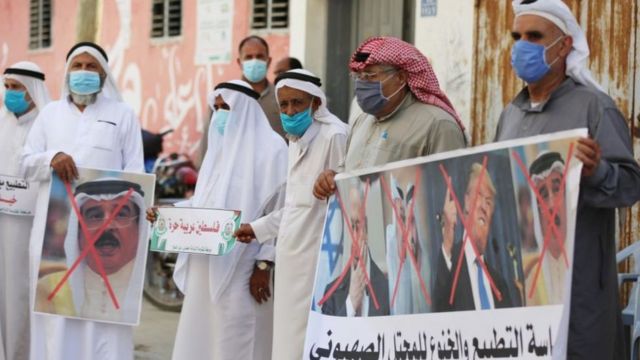 تجمع فلسطینیها در غزه در مخالفت با توافق صلح بحرین و امارات با اسرائیل