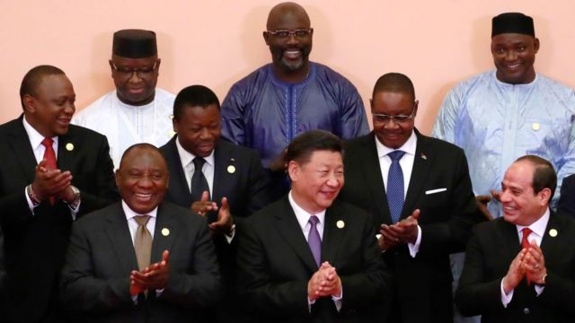 African Leader dey pose on Monday wit China Presido Xi Jinping for Beijing