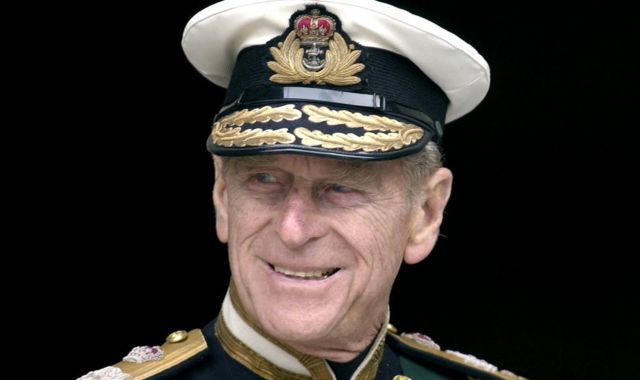 Prince Philip in naval uniform at St Paul's Cathedral for a service to mark the Golden Jubilee