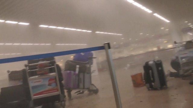Aftermath of explosion in departure lounge