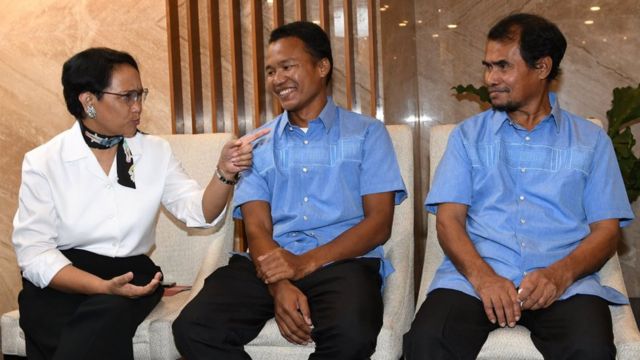 Menteri Luar Negeri Retno Marsudi, Abu Sayyaf, Samiun Maneu, Maharudin Lunani.
