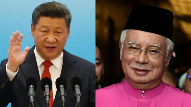 رئيس الحكومة الماليزية نجيب رزاق والرئيس الصيني شي جينبينغ