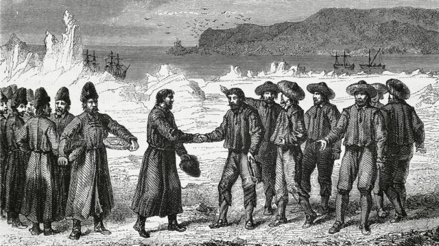 Встреча Виллема Баренца и его спутников с русскими поморами 28 июля 1597 года