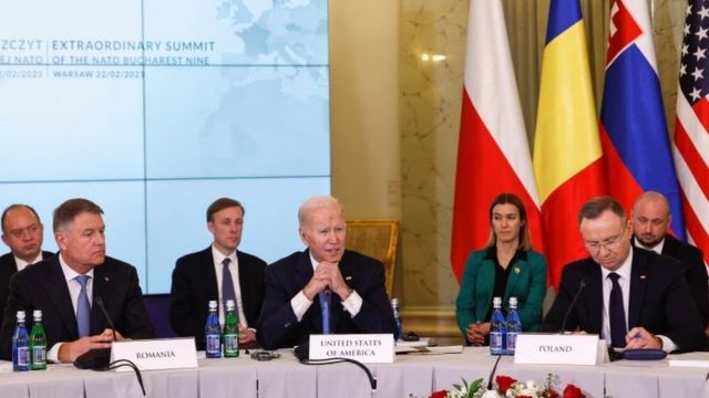 Joe Biden avec les dirigeants polonais et roumain