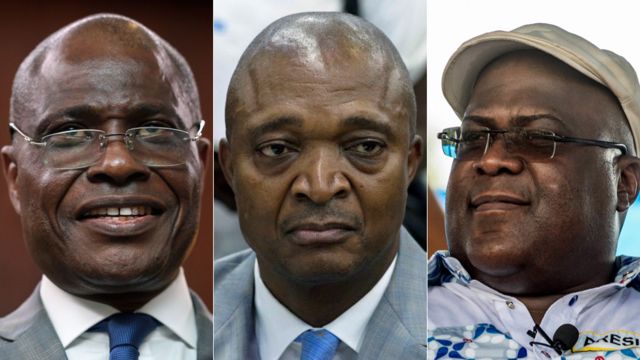 Composite of three candidates (L-R): Martin Fayulu, Emmanuel Shadary and Felix Tshisekedi