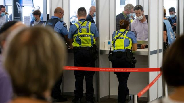 Australian border guards control entry into airports