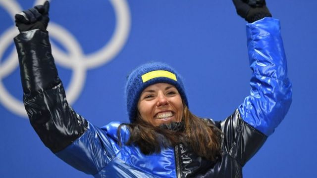 Charlotte Kalla, la première médaillée d'or des Jeux Olympiques d'hiver de Pyeongchang.