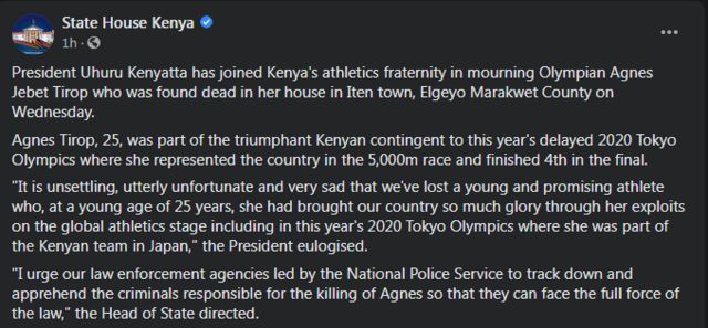 Agnes Jebet Tirop death: World record holder Kenyan runner Agnes Tirop husband be suspect