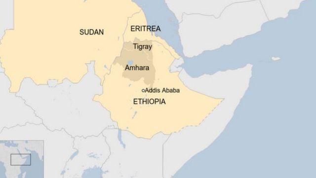 集団虐殺はエチオピア（ETHIOPIA）北部のティグレ（Tigray）州で起きたとみられる