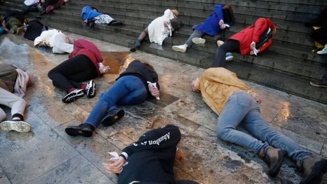Action in Tbilisi after the world learned about the massacres of civilians in the Ukrainian Bucha