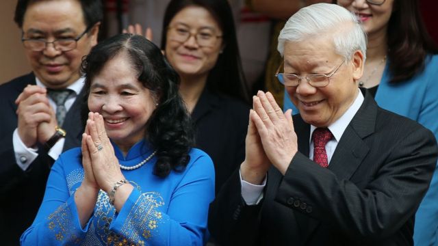 Ông Nguyễn Phú Trọng cùng phu nhân trong sự kiện tiếp đón Nhật hoàng Akihito tại Hà Nội hôm 3/3/2017