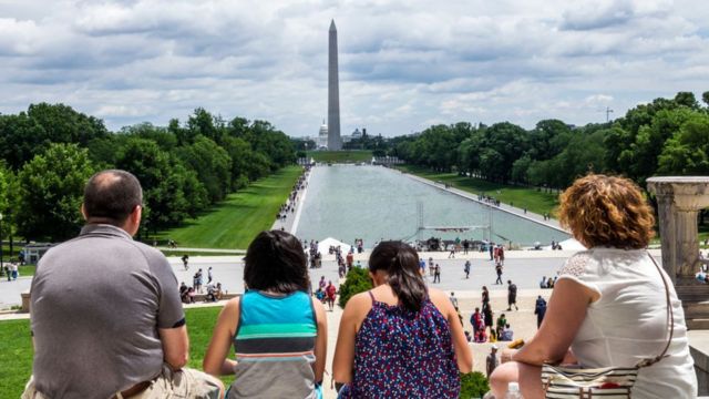 View from the steps of the Lincoln Memorial.