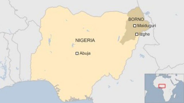 Mapa da Nigéria, com Estado de Borno