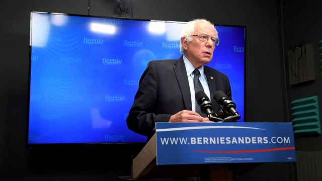 サンダース氏は撤退もクリントン氏支持も言明しなかった(17日)