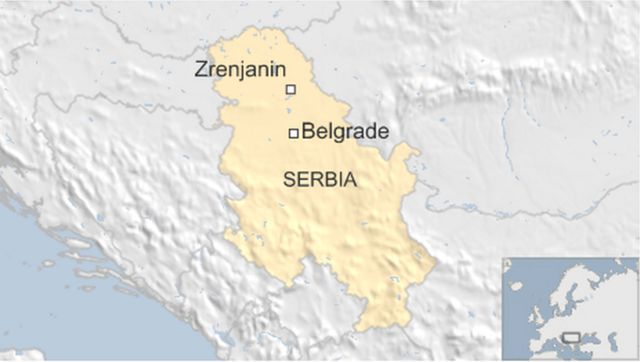 Map showing Zrenjanin in Serbia