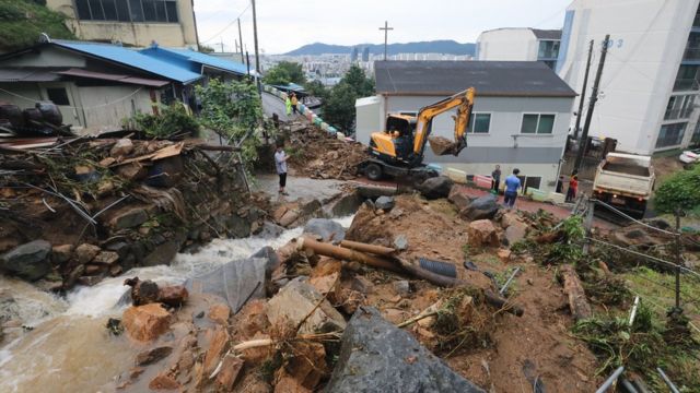 대전 일부 지역에선 폭우로 인한 산사태 피해도 발생했다