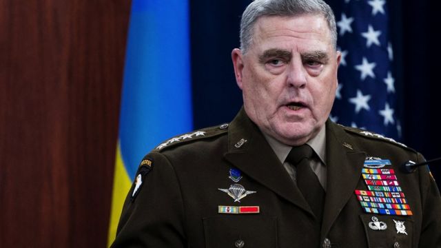 US Joint Chiefs Chair Army General Mark Milley speaks during a news briefing on 16 November 2022