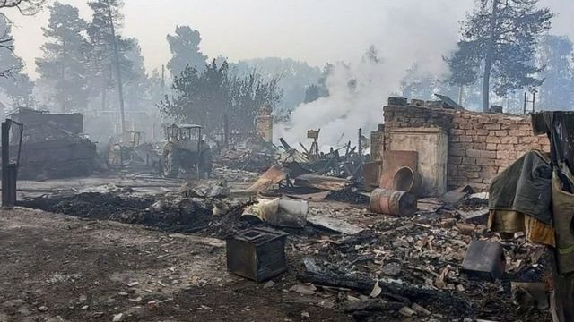 Сгоревшие частные дома в поселке Запасное