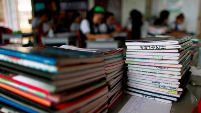 Cuadernos de estudiantes.