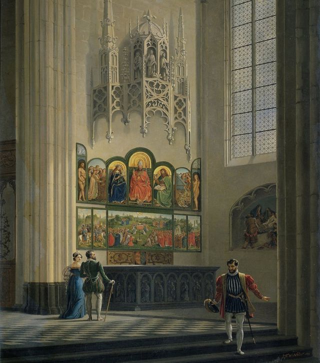 El políptico en su capilla. Catedral de San Bavón en Gante, Bélgica. (Pierre Francois De Noter, 1829)