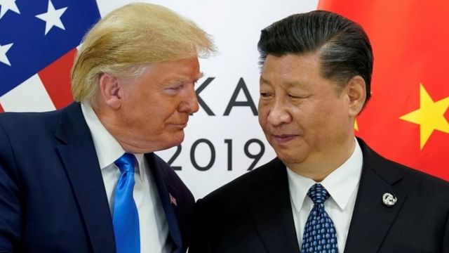 Donald Trump and Xi Jinping pictured during a G20 meeting in Osaka, Japan