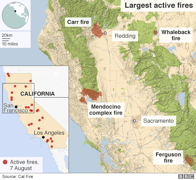 California wildfire declared 'largest in state's history' - BBC News