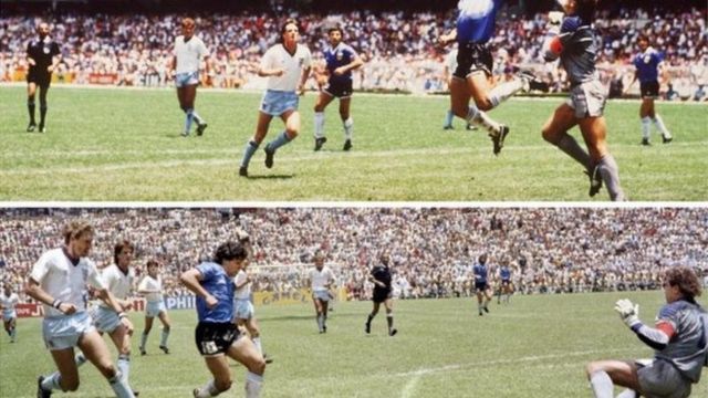 The 'Hand of God' goal against England, followed by the 'Goal of the Century'