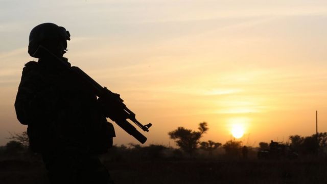 A soldier in Niger at sunset - 2019