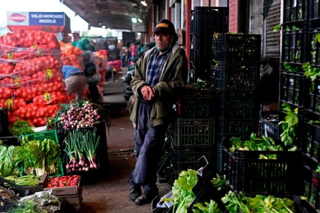 Mercado de frutas y verduras.