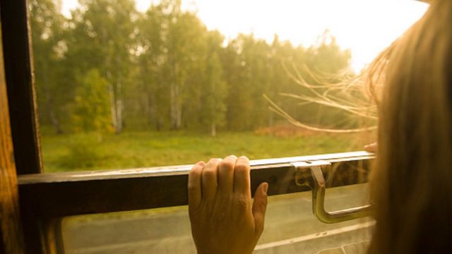 File image of Russian girl on a train