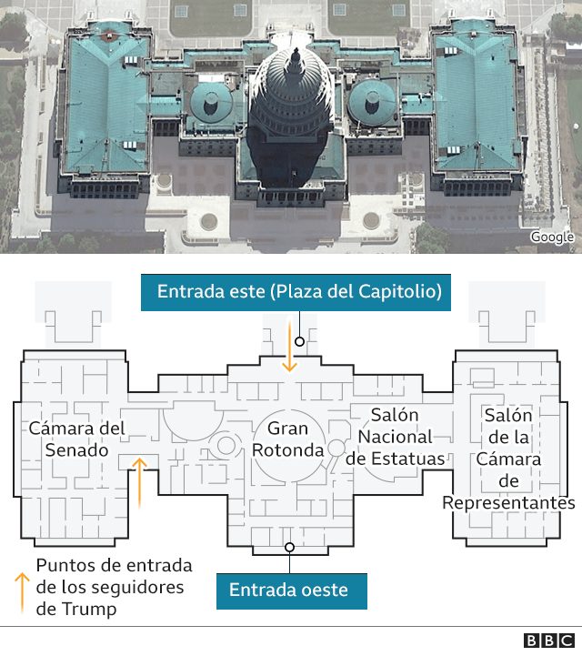 Mapa que muestra cómo es por dentro el edificio del Congreso.