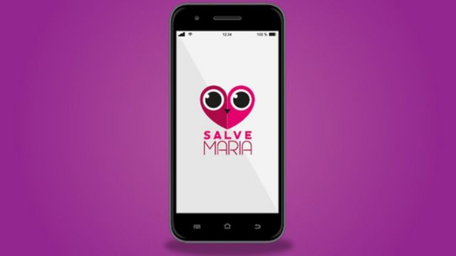 Ilustração do Salve Maria num celular