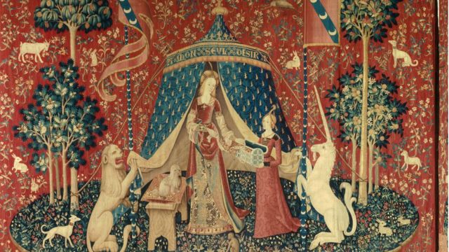 Um item da série de tapeçaria 'A dama e o unicórnio'