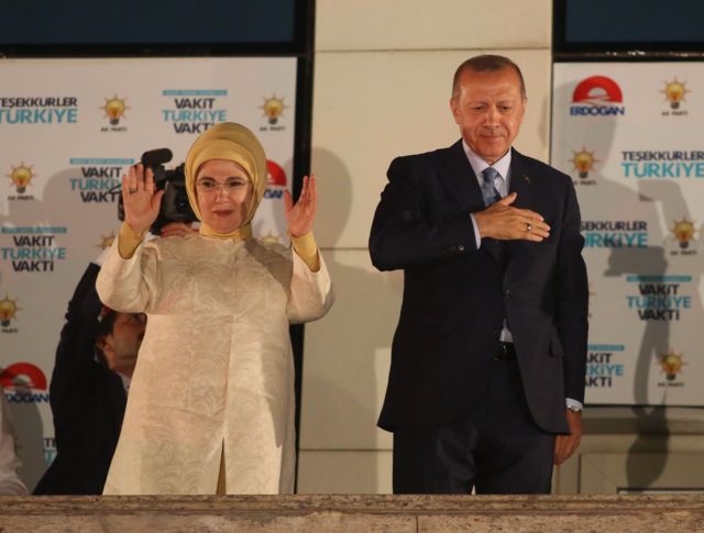 President Erdogan and his wife Emine, who is wearing a hijab