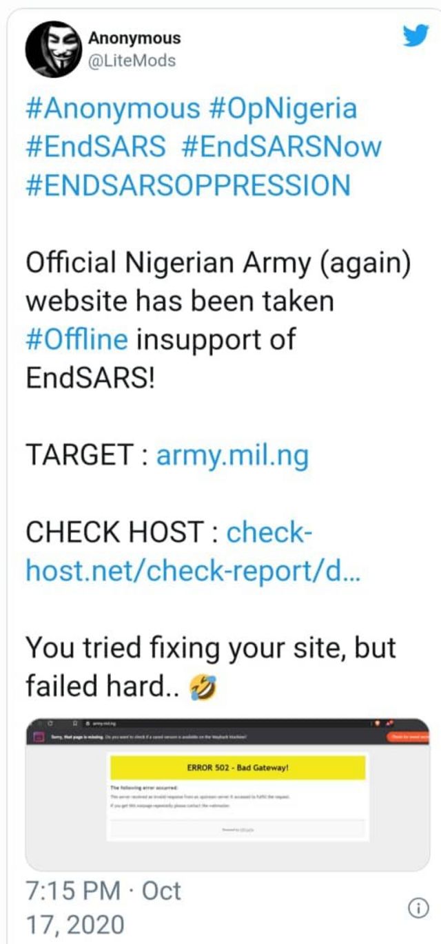 Anonymous hack Nigerian Army