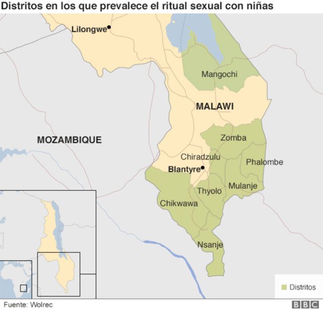 Distritos en los que prevalece el ritual sexual con las niñas