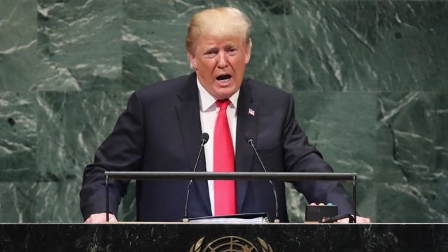 Tổng thống Donald Trump phát biểu tại phiên họp thứ 73 của Đại hội đồng Liên Hiệp Quốc ở New York hôm 25/9.