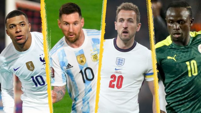 Kylian Mbappe, Lionel Messi, Harry Kane and Sadio Mane
