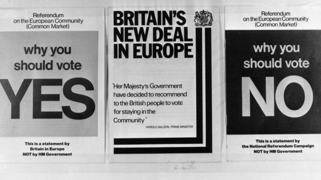 Cartaz do referendo de 1975, durante o governo do primeiro-ministro Harold Wilson