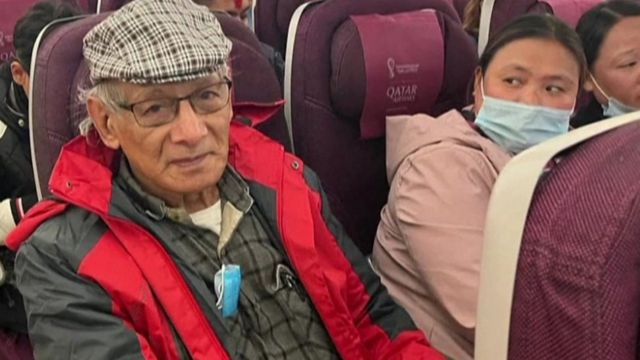 Charles Sobrague on a passenger plane