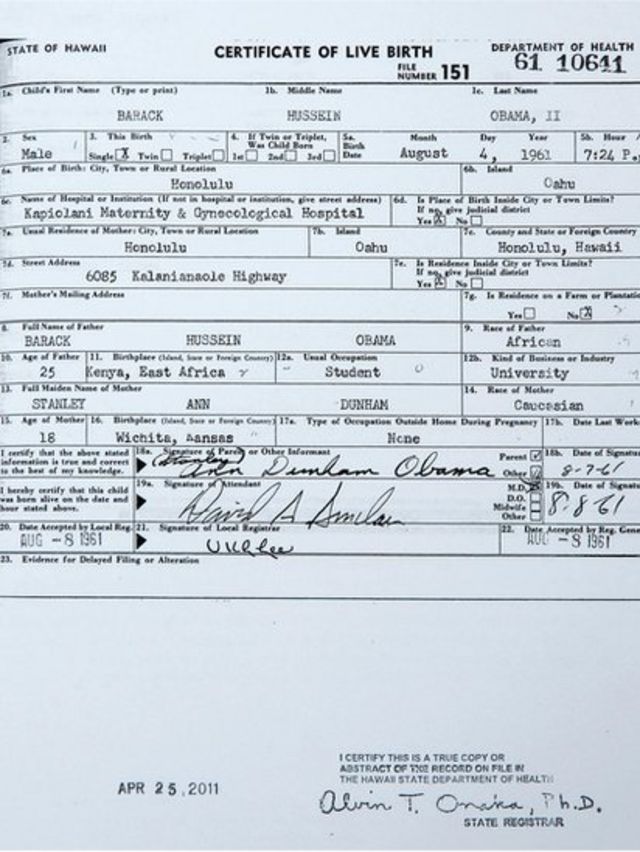 El certificado de nacimiento de Obama.
